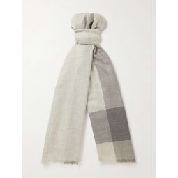 Frayed Colour-Block Cashmere Scarf