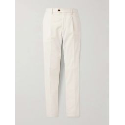 Straight-Leg Pleated Cotton-Blend Twill Suit Trousers