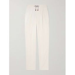 Tapered Pleated Cotton-Corduroy Drawstring Trousers