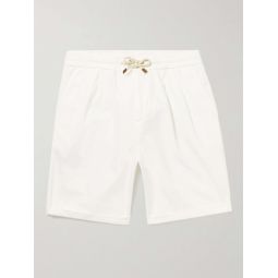 Pleated Cotton-Twill Drawstring Bermuda Shorts