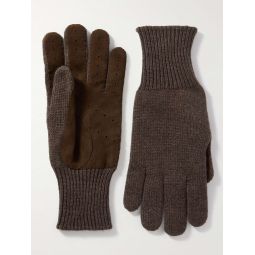 Suede-Trimmed Cashmere Gloves