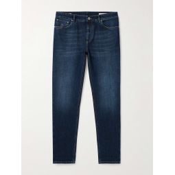 Slim-Fit Straight-Leg Logo-Embroidered Jeans