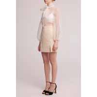 Velvet Mini Split Skirt - Buttercream