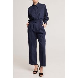 Pleat Front Trouser - Navy Blue