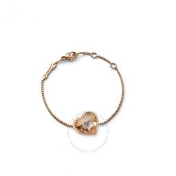 18K Gold Plated on Sterling Silver, Crystal Heart And Star Charm Bracelet