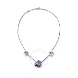 Sterling Silver, Purple Crystal Heart And Star Princess Bracelets