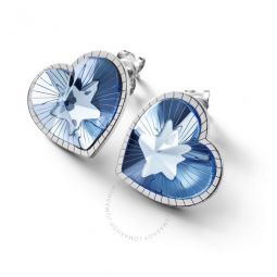 Sterling Silver, Blue Crystal Heart Earrings