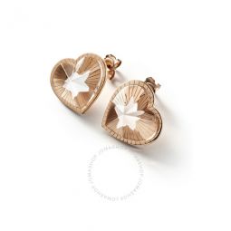 18K Gold Plated on Sterling Silver, Pink Crystal Heart Earrings