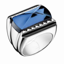 Womens Louxor Sterling Silver Blue Crystal Ring