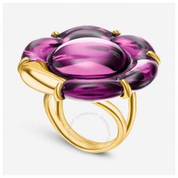 18K Gold Plated On Sterling Silver, Fuchsia Crystal Flower Statement Ring