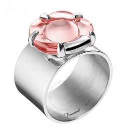 Womens B Flower Silver Crystal Ring