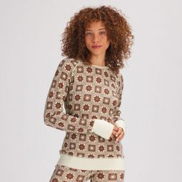 Spruces Mid-Weight Merino Printed Baselayer Crew - Womens