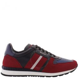 Red Asel-Fo Nabuk Grained Calf Leather Sneakers, Brand Size 7 ( US Size 8 )