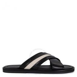 Mens Jabil Black Calf Leather Slide Sandals, Brand Size 45.5 ( US Size 12.5 )