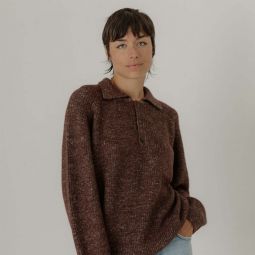 Woman Alder Henley Sweater - Autumn Brown