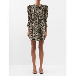 Prairie leopard-print velvet mini dress
