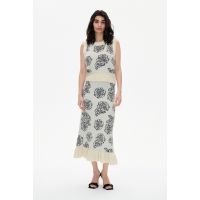 Cinnamon Skirt - Embroidery Flower White/Black