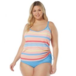 Beach House Womens Plus Size Parade Stripe Bridget Side Shirred Tankini Top