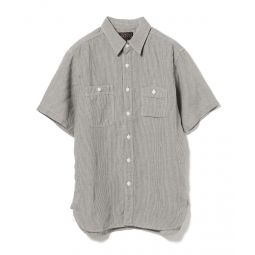 Work Short Sleeve Linen Shirt - Stripe