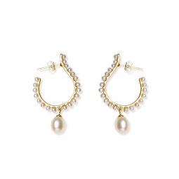 White Mourning Earrings - Gold/Pearl