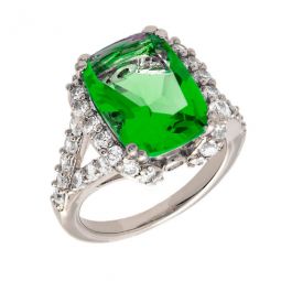 Juliet Collection Womens 18k WG Plated Green Statement Fashion Ring Size 9