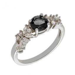 Juliet Collection Womens 18k White Gold Plated Black Cluster Fashion Ring Size 7