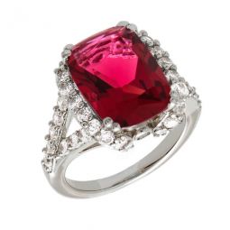 Juliet Collection Womens 18k WG Plated Red Statement Fashion Ring Size 8