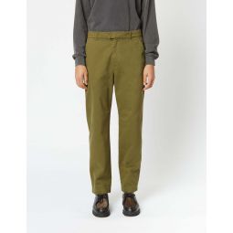 Bhode Relaxed, Straight Everyday Pant Italian Cotton - Olive Green