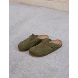Boston Suede Narrow Leather Modern Suede Thyme Sandal - Green