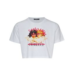 Cropped T-Shirt With Fiorucci Cross