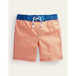 Board Shorts - Coral and Ivory Gingham