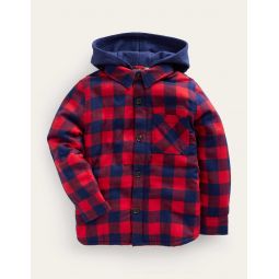 Hooded Borg Lined Shirt - Red / Blue Gingham