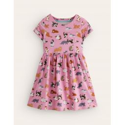 Short-sleeved Fun Jersey Dress - Formica Pink Cats