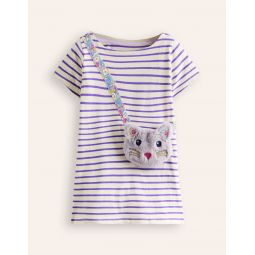 Fun Pocket Applique Tunic - Vanilla White/ Parma Violet