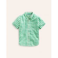 Cotton Linen Shirt - Pea Green Gingham