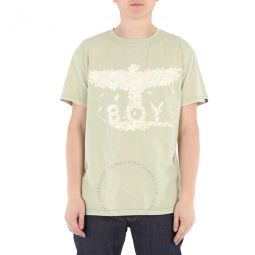 Washed Green Boy Eagle Blossom Cotton T-shirt, Size Small
