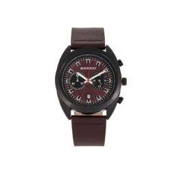 Mens Racer Chronograph Genuine Leather Maroon Dial