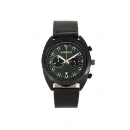 Mens Racer Chronograph Genuine Leather Green Dial