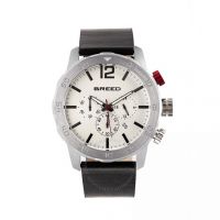 Manuel Chronograph Silver Dial Black Leather Mens Watch