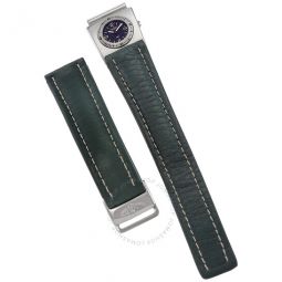 Unisex Leather Watch Band With Second Time Zone Attachment