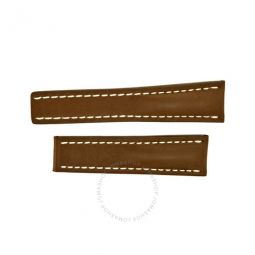Brown Leather Strap with White Contrast Stitching 24-20mm