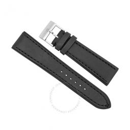 Black Leather Watch Band Strap 24mm - 20mm