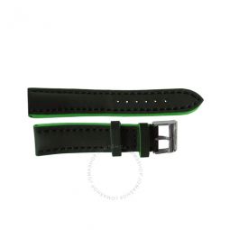 Black Leather Strap with Green Trimming