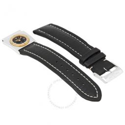 Unisex 20 mm Leather Watch Band With Second Time Zone Attachment