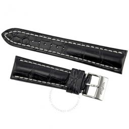 Black Crocodile Leather 24 mm Strap