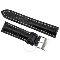 Black Crocodile Leather 22mm Strap