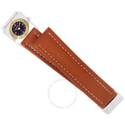 Unisex 20 mm Leather Watch Band With Second Time Zone Attachment
