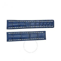 Strap Blue Leather Strap and White Stitching 22-20mm