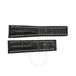 Black Watch Band Strap with White Stitching 24-20m Buckle not included.