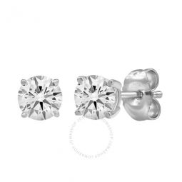 1.25 Carat, Prong Set 14K White Gold Round-cut Lab-grown Diamond Stud Earring (J,VS2-SI1)